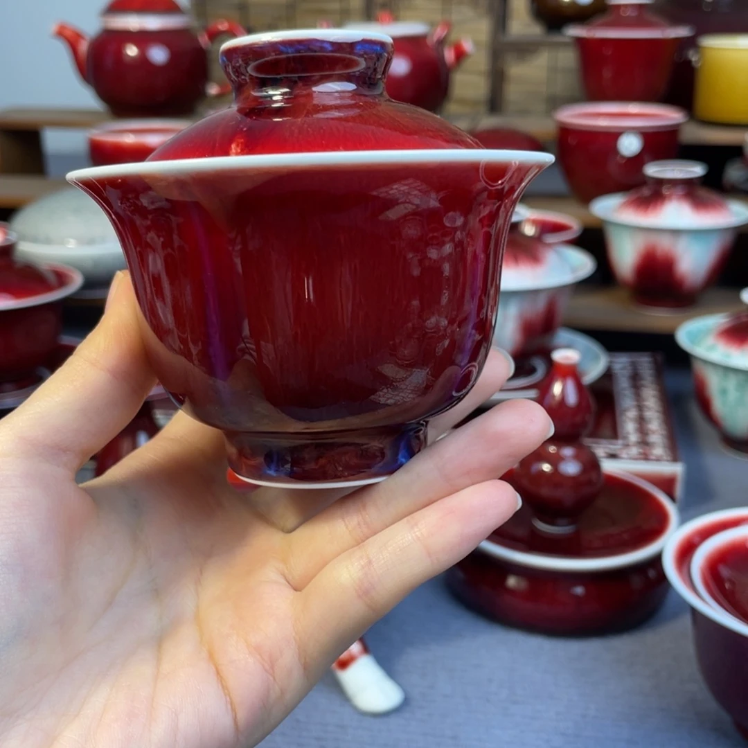 景德镇原矿陶瓷 盖碗 花釉 福利款