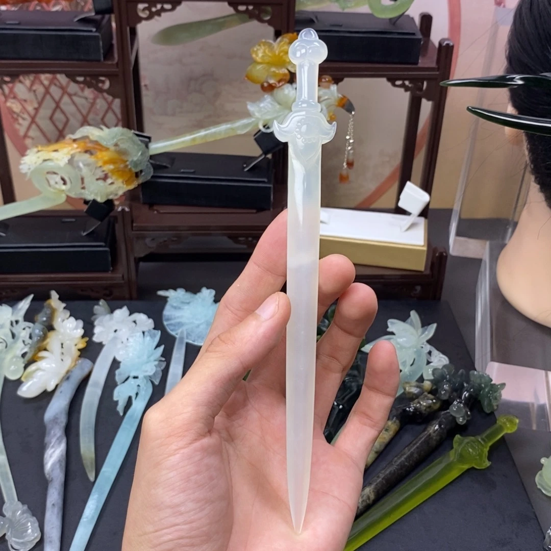 合金蛇纹石玉发饰
