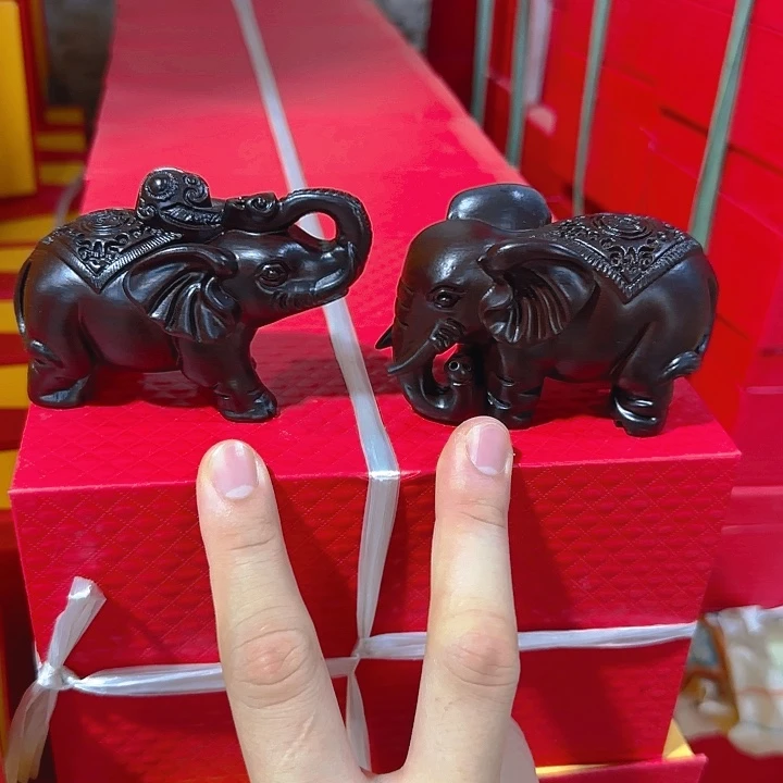 木黑檀木10如意上下象一对