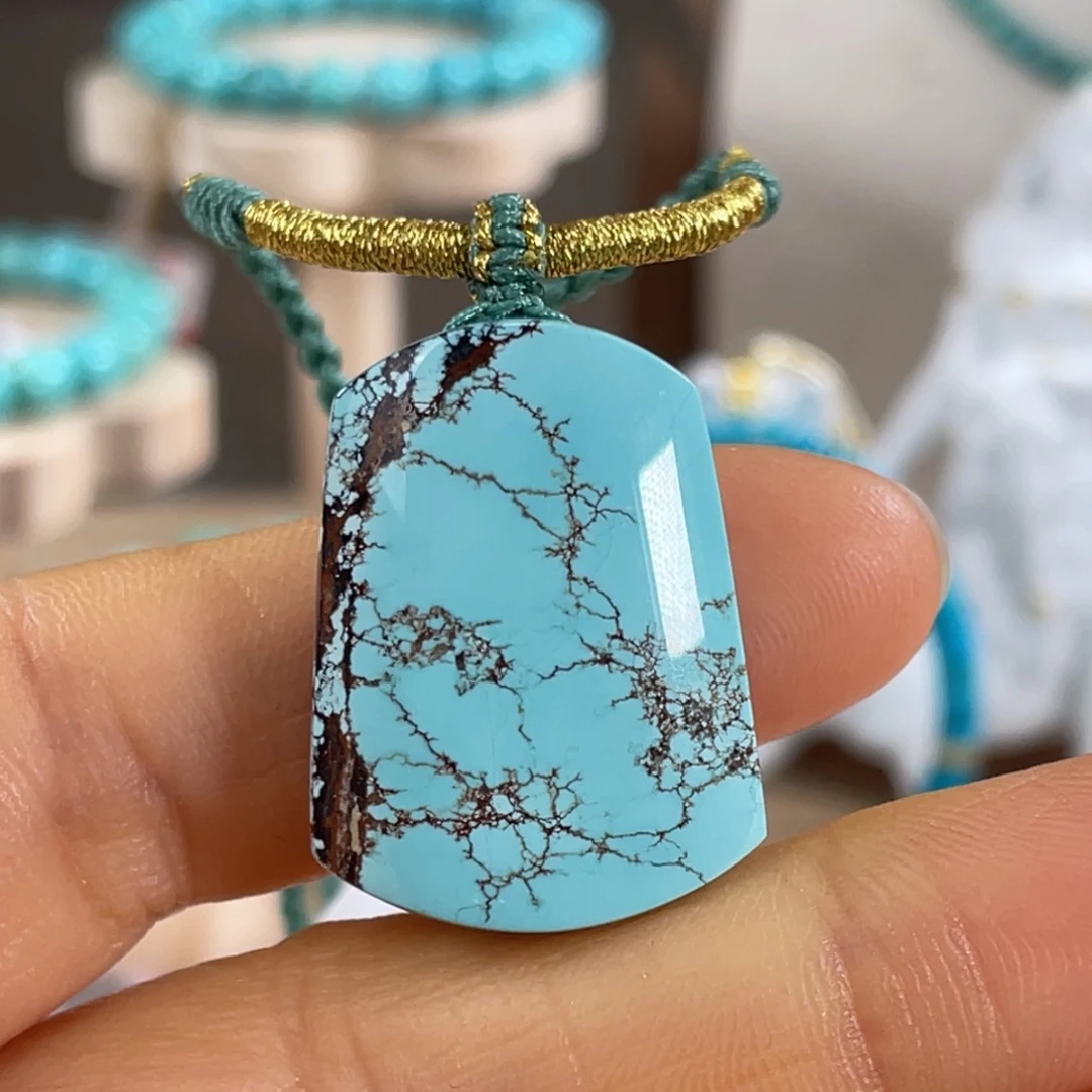 绿松石未镶嵌套链平安无事牌