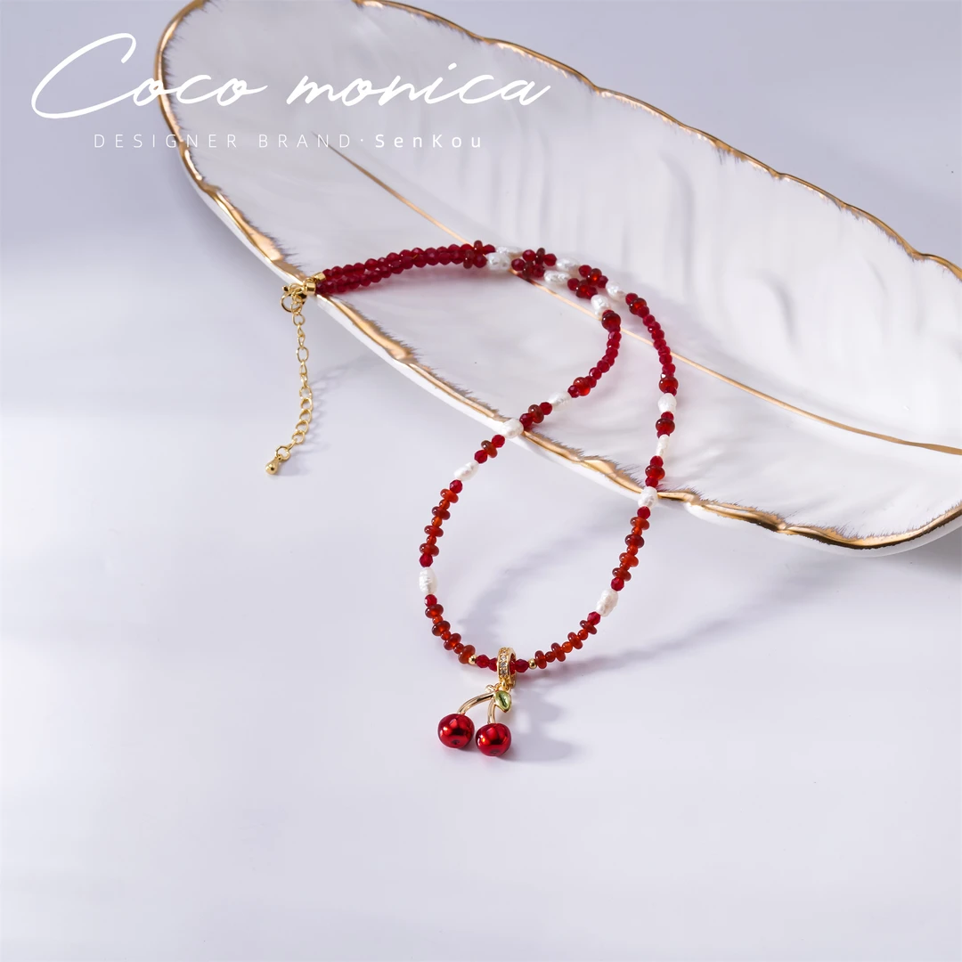 【小霞珠宝】项链珍珠手工轻奢复古红色法式小众简约甜美樱桃 AS232