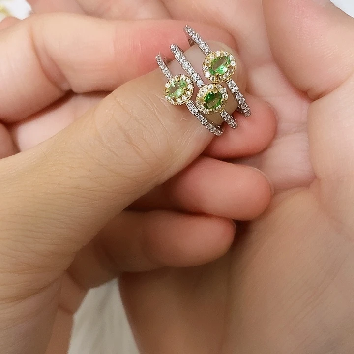 石榴石（沙弗莱）戒指银S925镶嵌不退不换