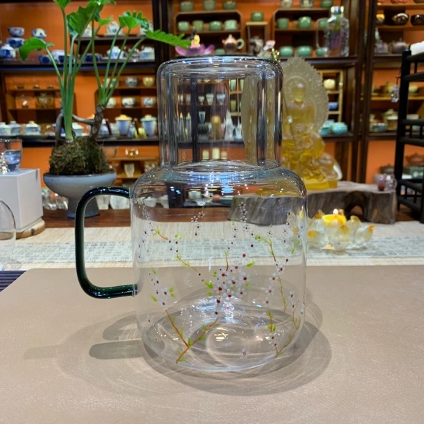 凉水壶1500毫升家用手工耐热玻璃茶具轻奢茶杯创意大容量