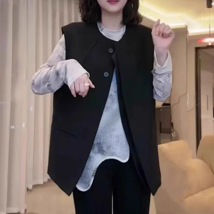 西装马甲女春秋韩搭2025年新款爆款网红欧货洋气马夹复古宽松外套