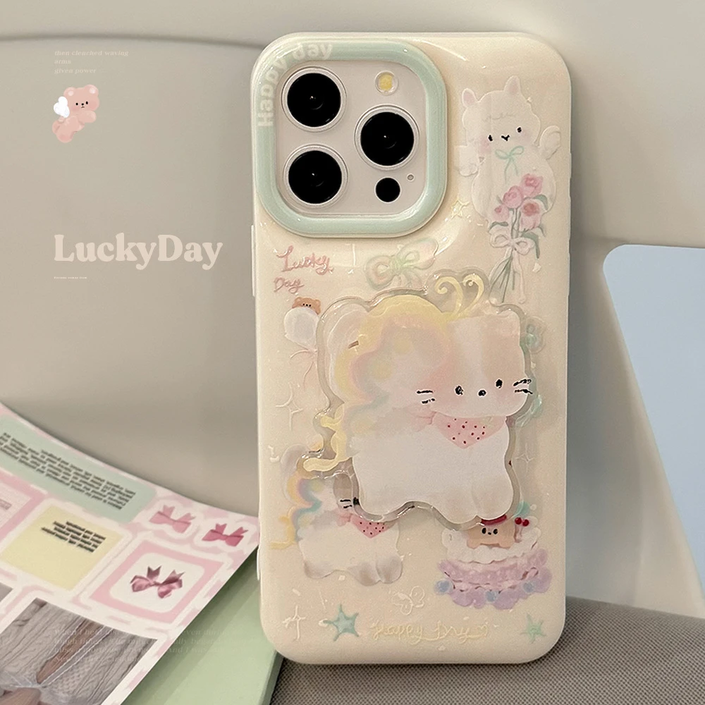 夏日薄荷绿猫咪支架iphone15苹果14promax手机壳13硅胶11适用16软