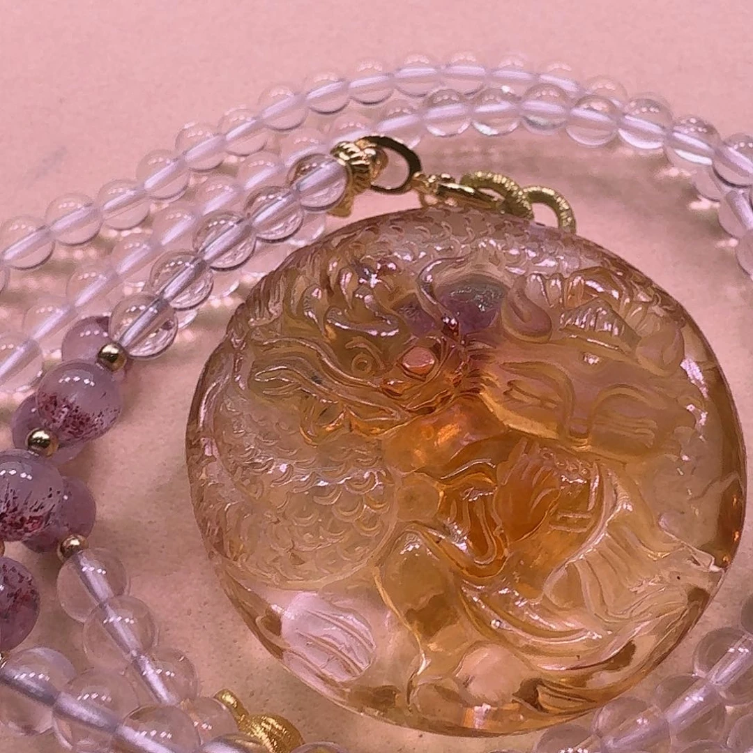 水晶颈饰未镶嵌天然水晶狐狐吊坠