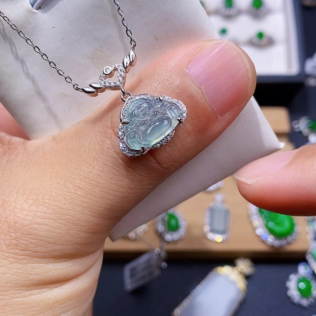 颈饰银S925镶嵌翡翠w w