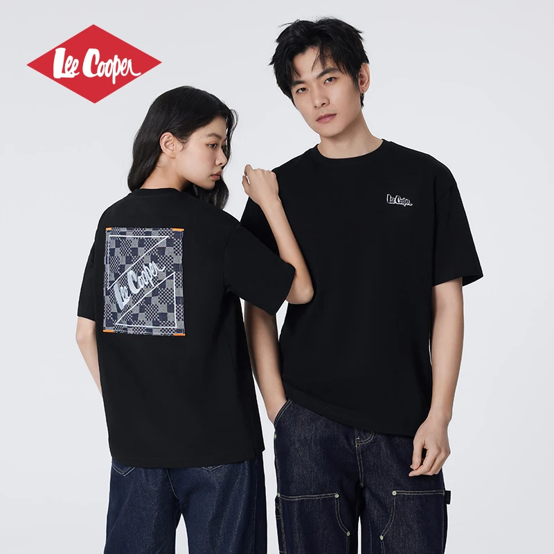 LEE COOPER蛇年限定圆领T恤男2025新款复古潮流情侣刺绣字母短袖