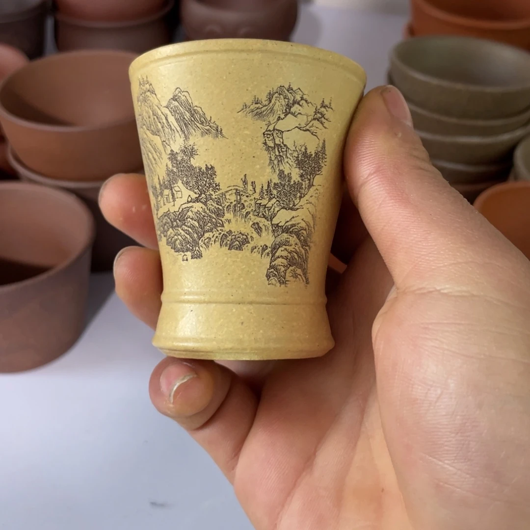 紫砂茶壶绿泥主人杯