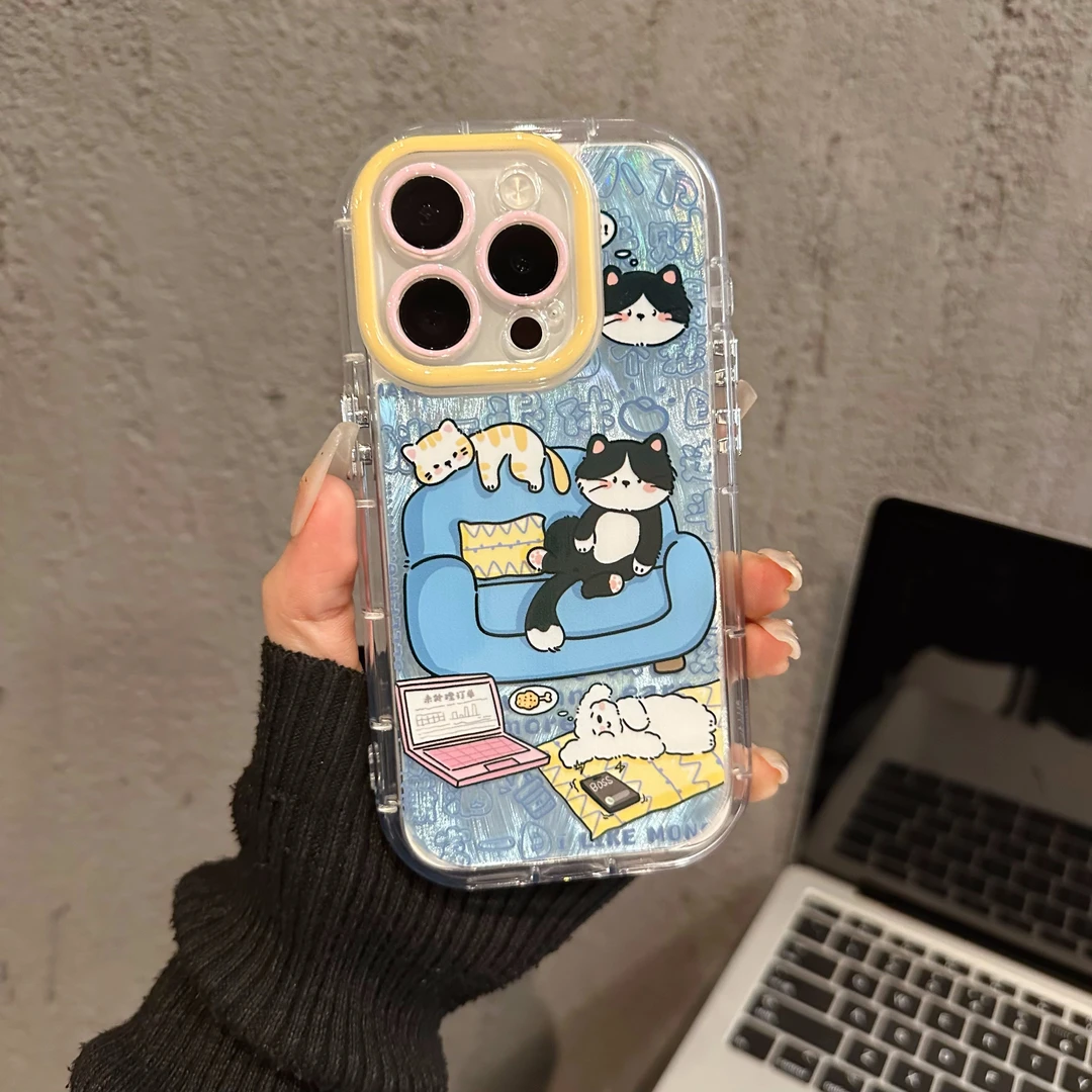 羽纱适用苹果16pro防摔手机壳小众华为mate60新款ins躺平猫咪狗狗