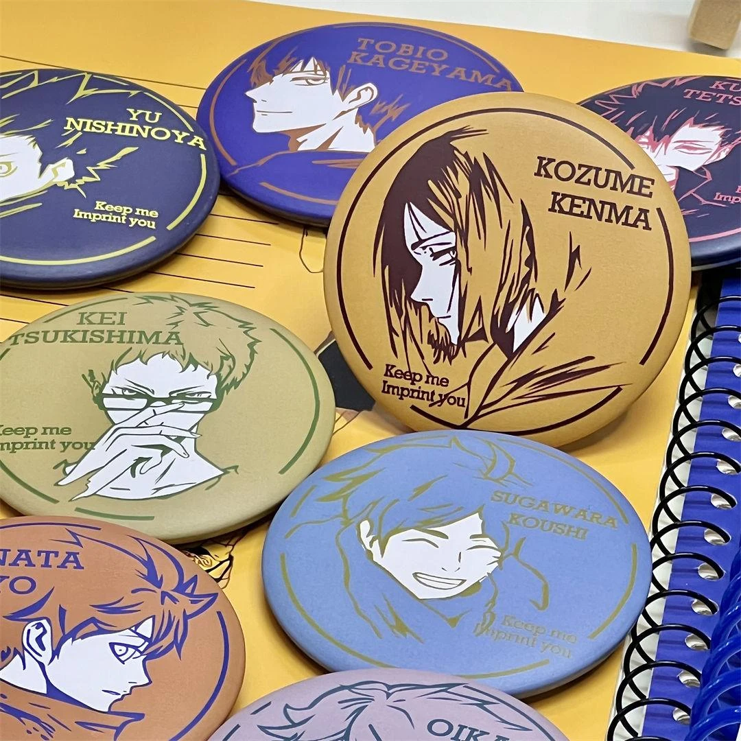 排球少年彩色吧唧高级感日向翔阳及川彻彩色线条吧唧二次元谷子