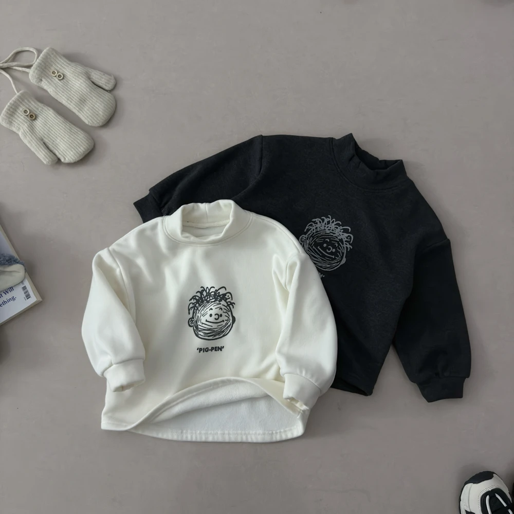 （定制高货加绒打底）2025儿童冬季新款儿童长袖简约保暖高领打底衫