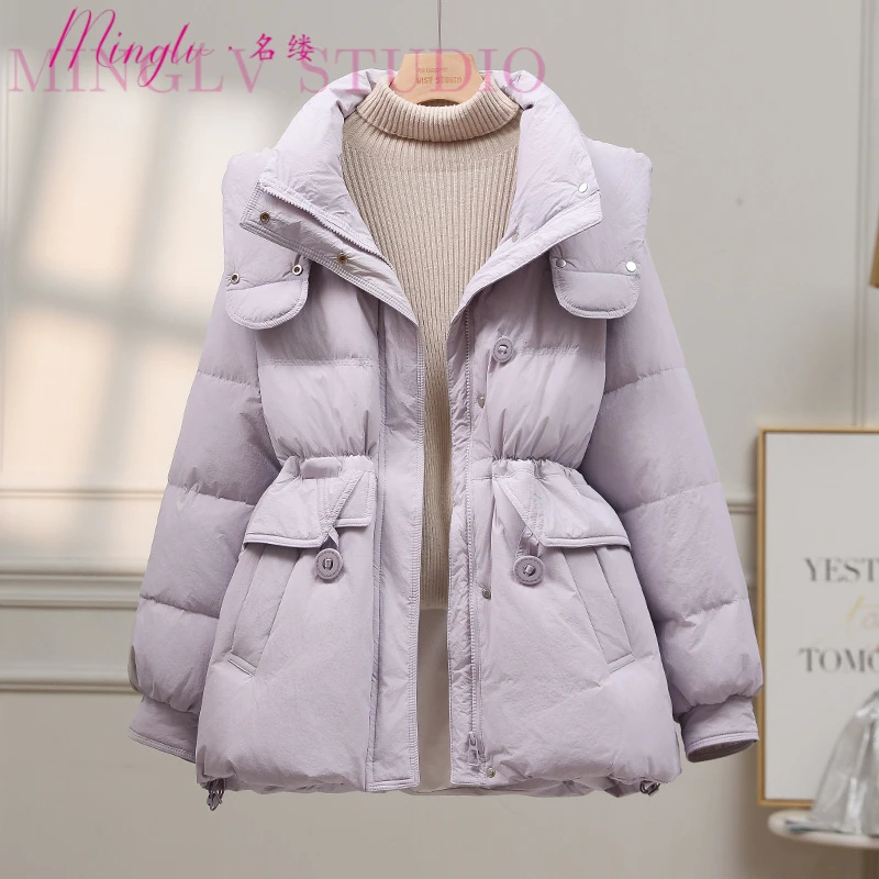 收腰羽绒服女中长款2025年新款韩版冬季加厚高贵小个子修身外套