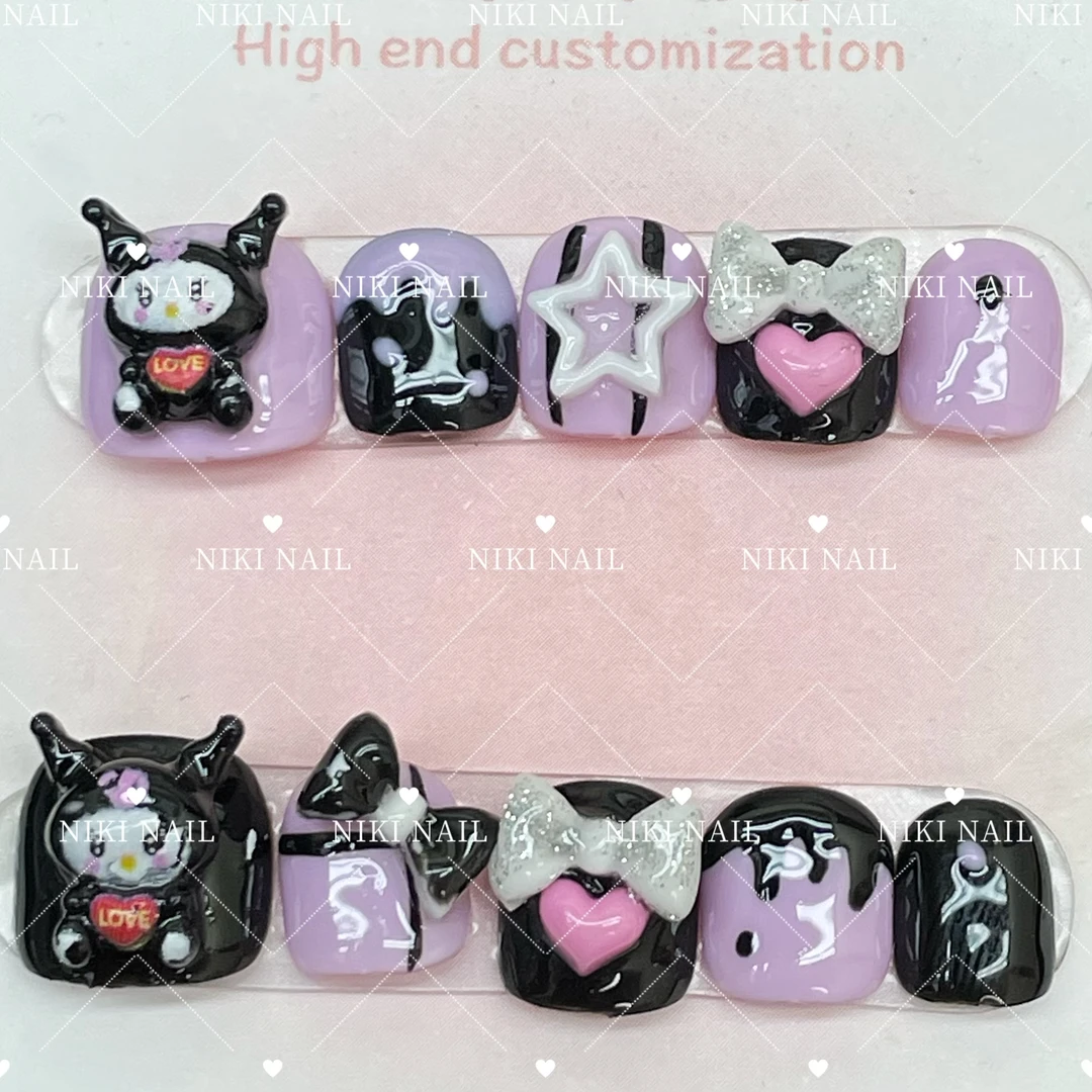 NIKI原创黑酷库洛米小女孩穿戴甲可以重复佩戴拆卸安全