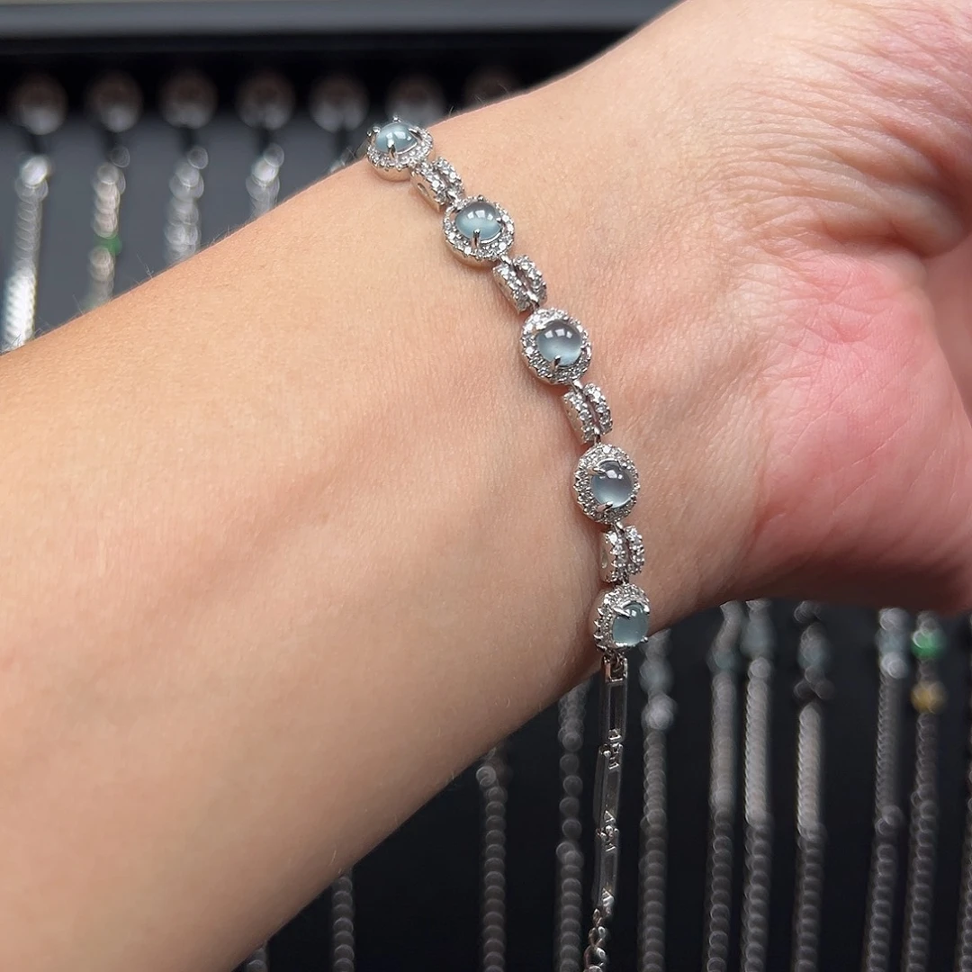 翡翠银S925镶嵌手链