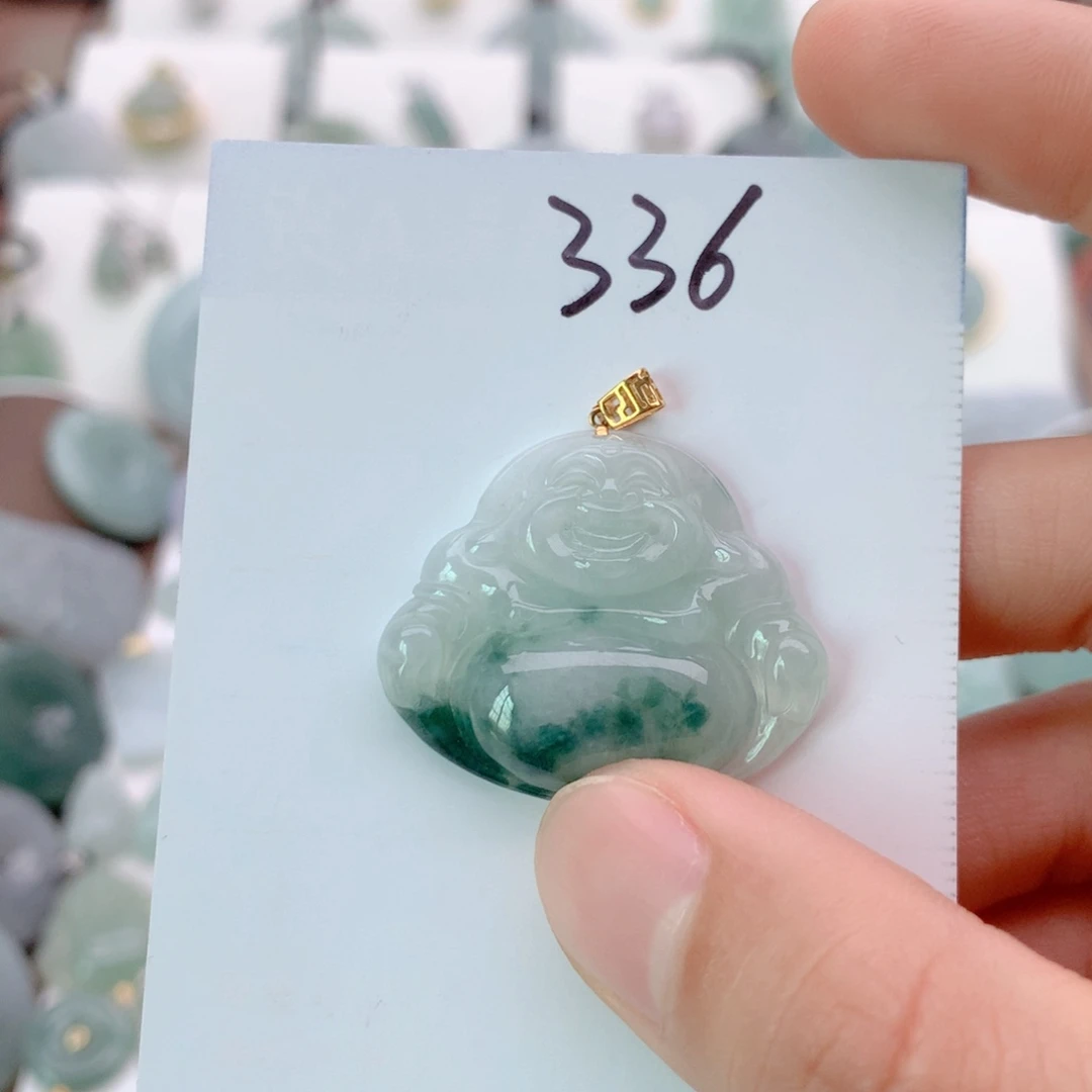 翡翠18K金镶嵌颈饰爱***时吊坠