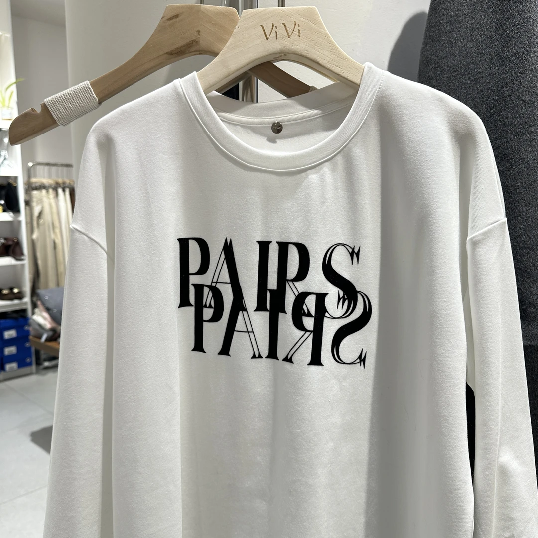 韩版加绒字母白T