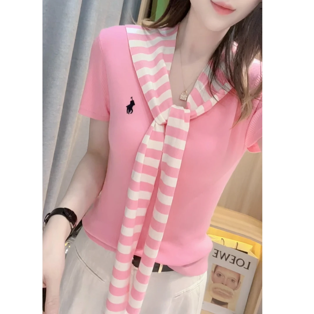 JL【披肩小马两件套】2025夏季新款撞色条纹显瘦针织衫上衣