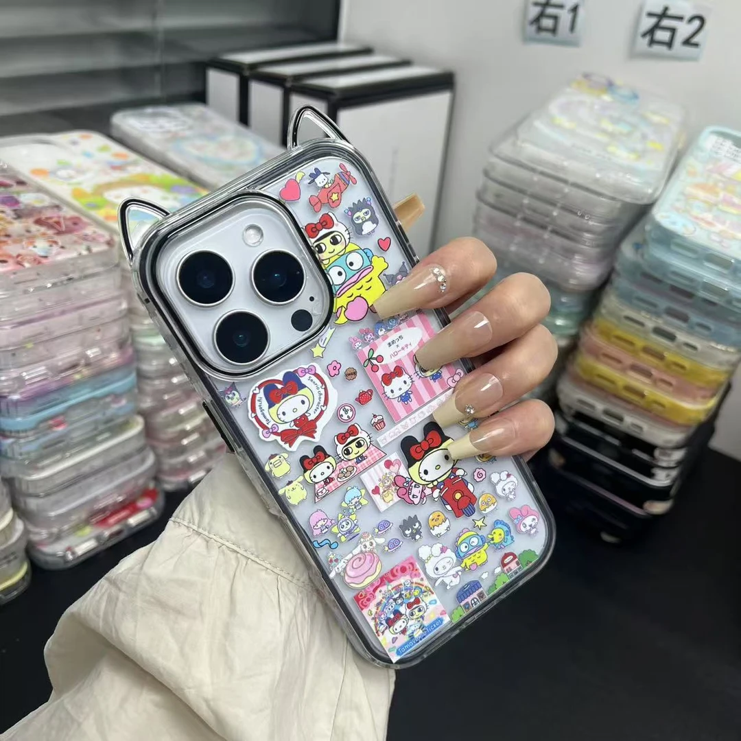 趣味猫耳拓麻歌子kitty插画适用iPhone16Promax苹果15/14手机壳