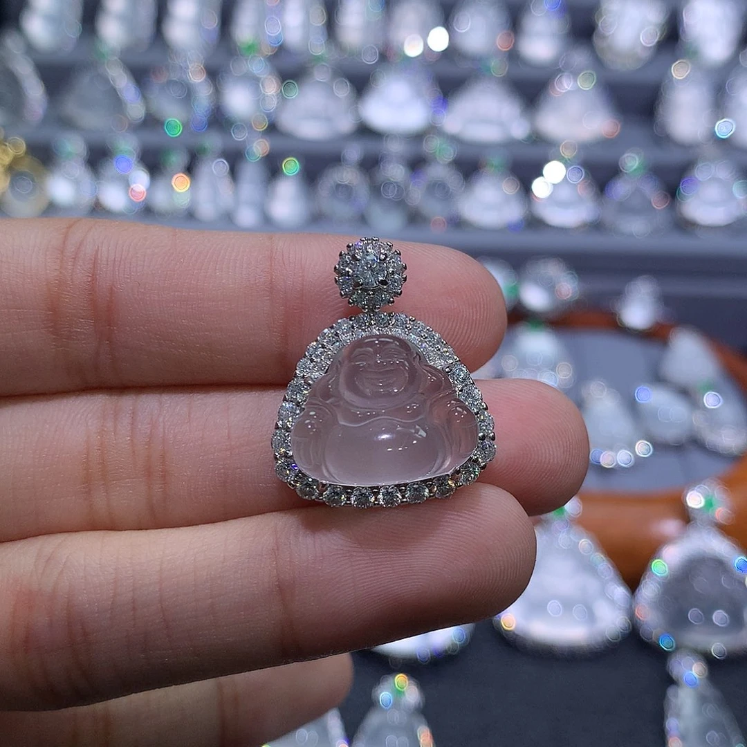 石英质玉银S925镶嵌吊坠(不含链)?**酱