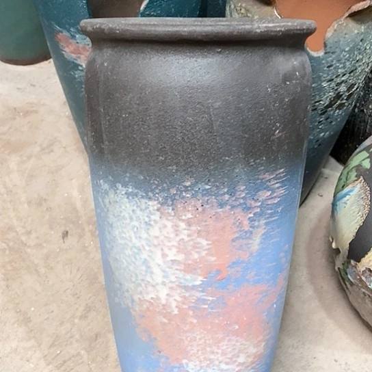 紫砂花盆口20高度45蓝色灰尘处理