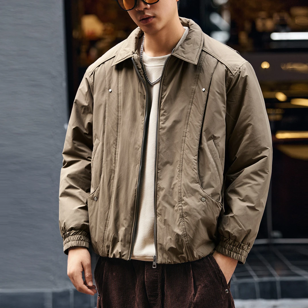 格蓝鹿美式复古棉服男秋冬季潮牌解构工装飞行教练夹克棉衣外套男