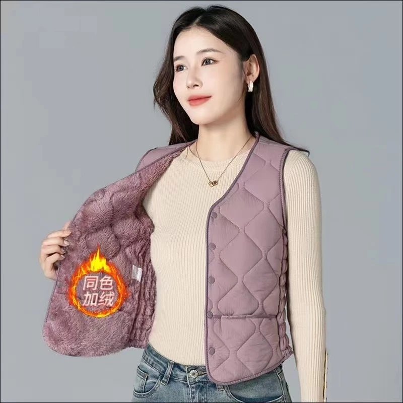秋冬棉马甲女加绒加厚2025新款修身短款保暖内胆马夹百搭背心