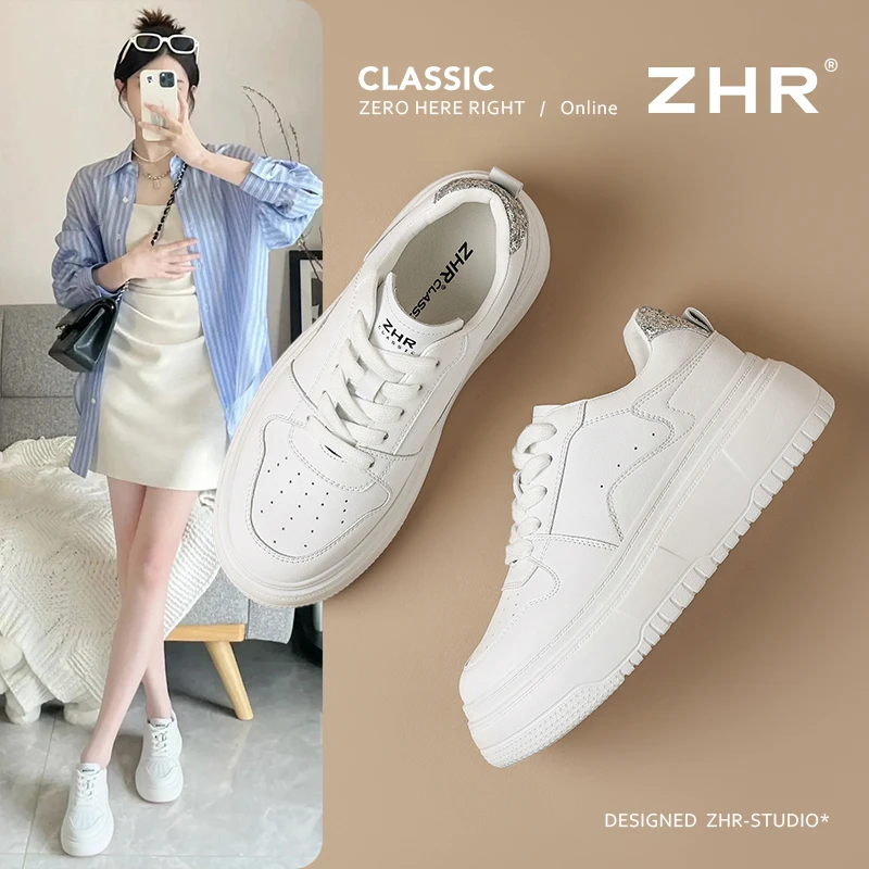 ZHR/则则厚底小白鞋女款2025新款秋季厚底板鞋增高百搭运动休闲鞋