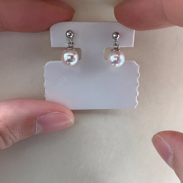 海水珍珠银S925镶嵌耳坠7mm ak