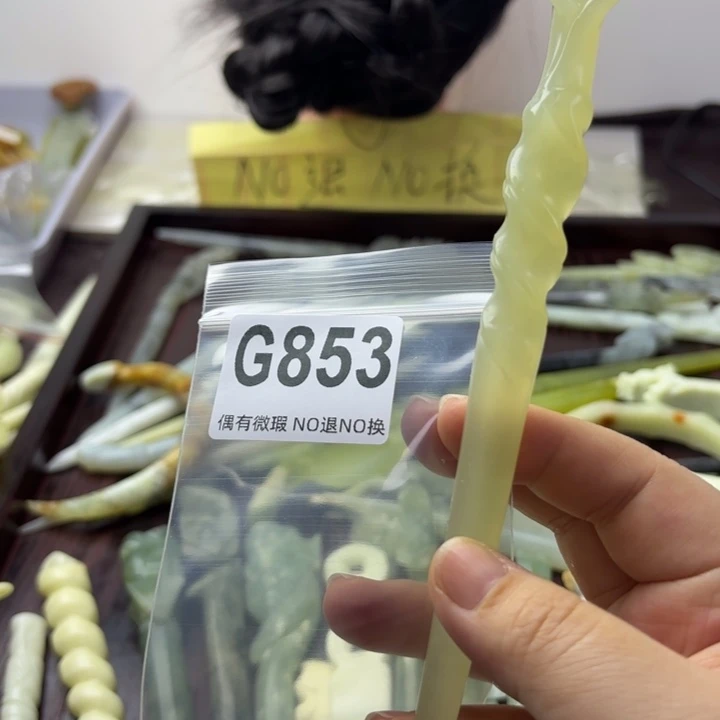 蛇纹石玉发饰合金欣*