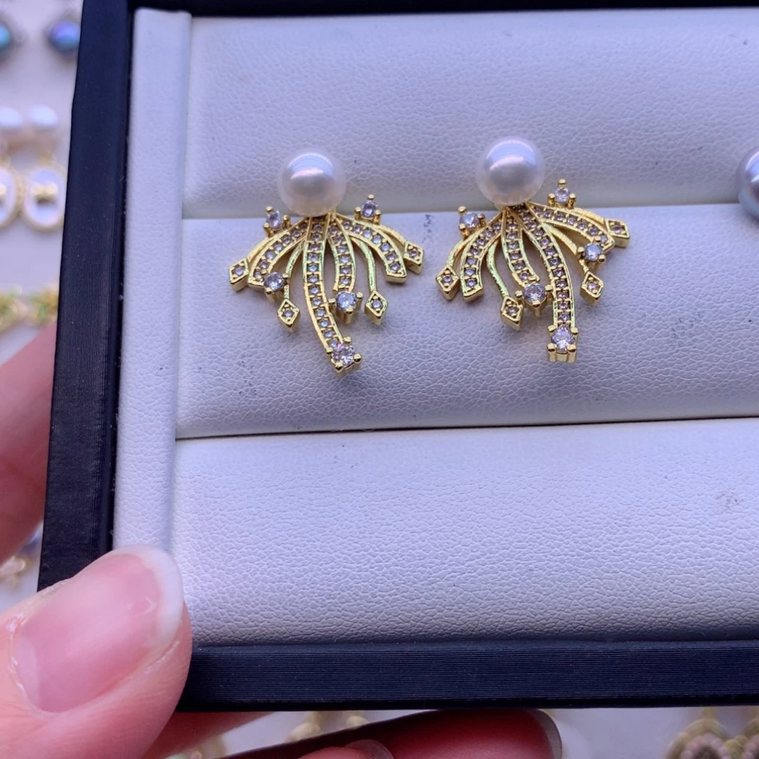 淡水珍珠耳饰合金