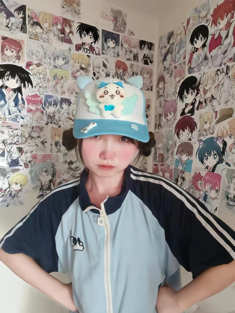 网红棒球帽二次元吉伊卡哇chiikawa遮阳防晒翅膀日系大头围显脸小