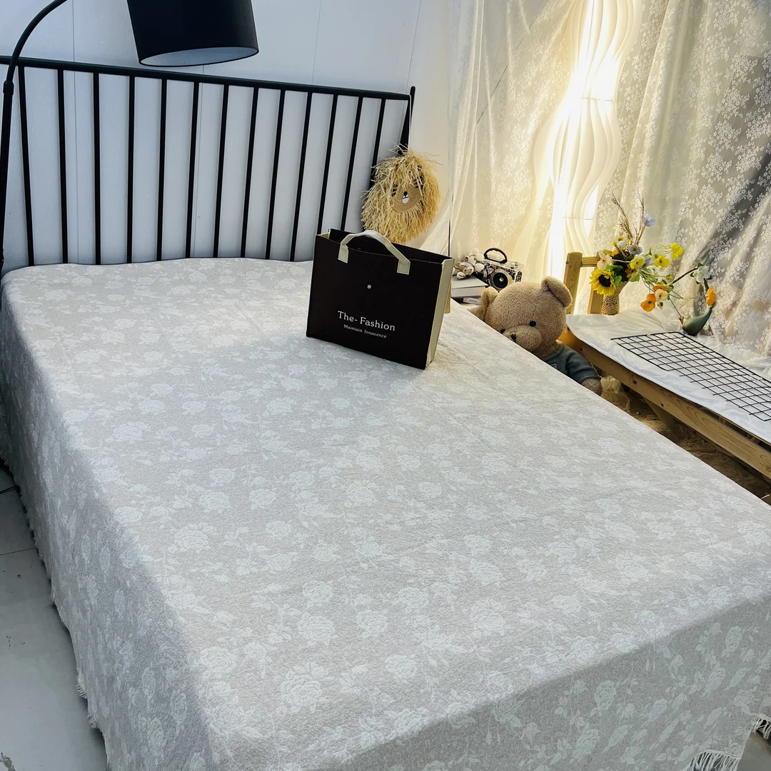 清-四层罗布麻流苏盖毯220*240-品牌尾货