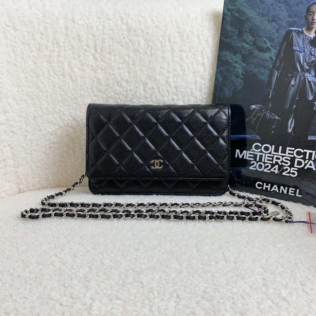 99新 Chanel/香奈儿 壹臻/黑银牛woc 30开33716787