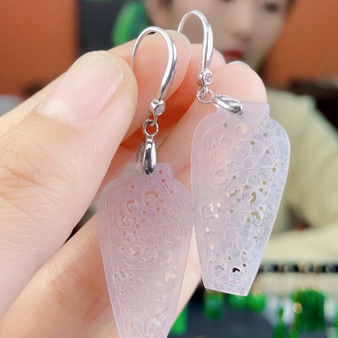 翡翠银S925镶嵌耳饰