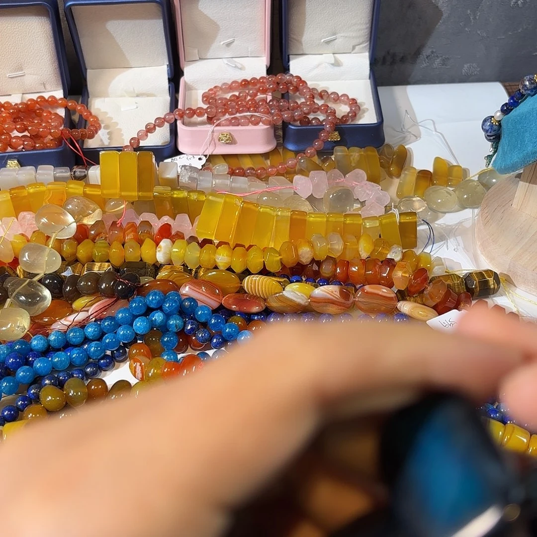 玛瑙/玉髓合金珠宝半成品蓝玛瑙一条