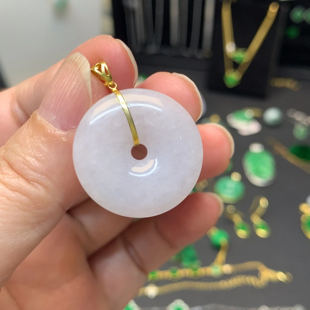 翡翠18K金镶嵌吊坠(不含链)