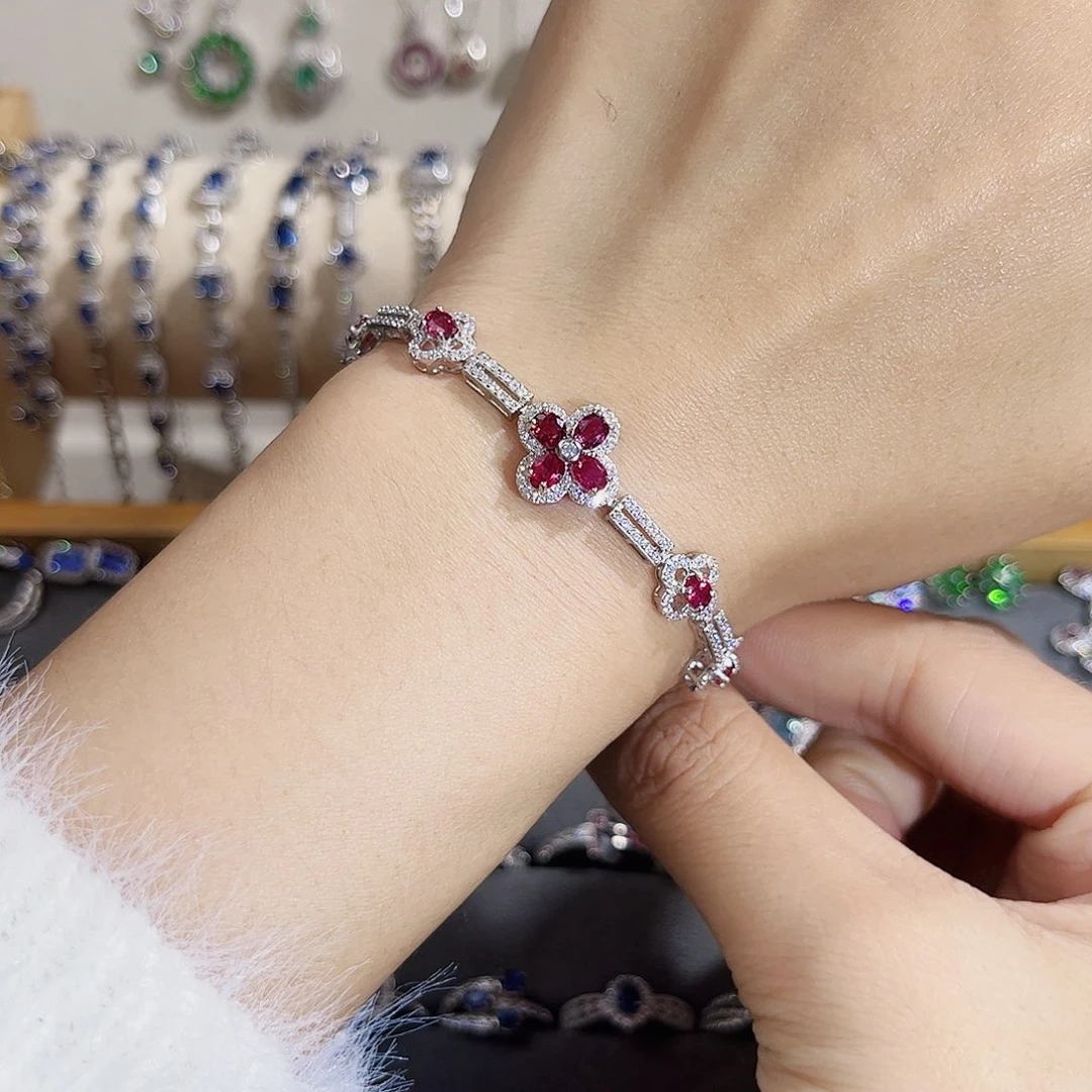 红宝石手链银S925镶嵌