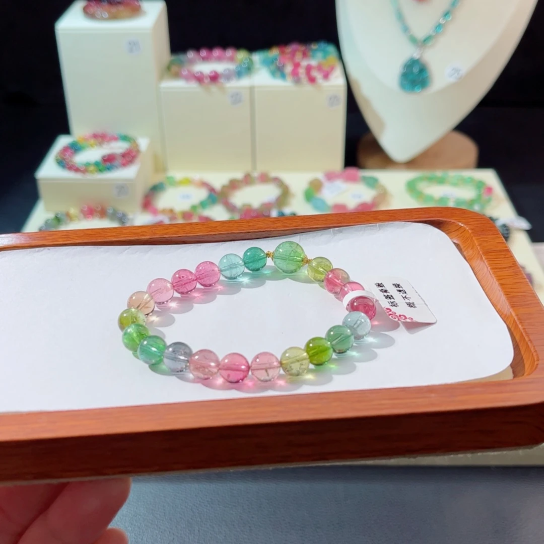 碧玺手串18K金镶嵌手串