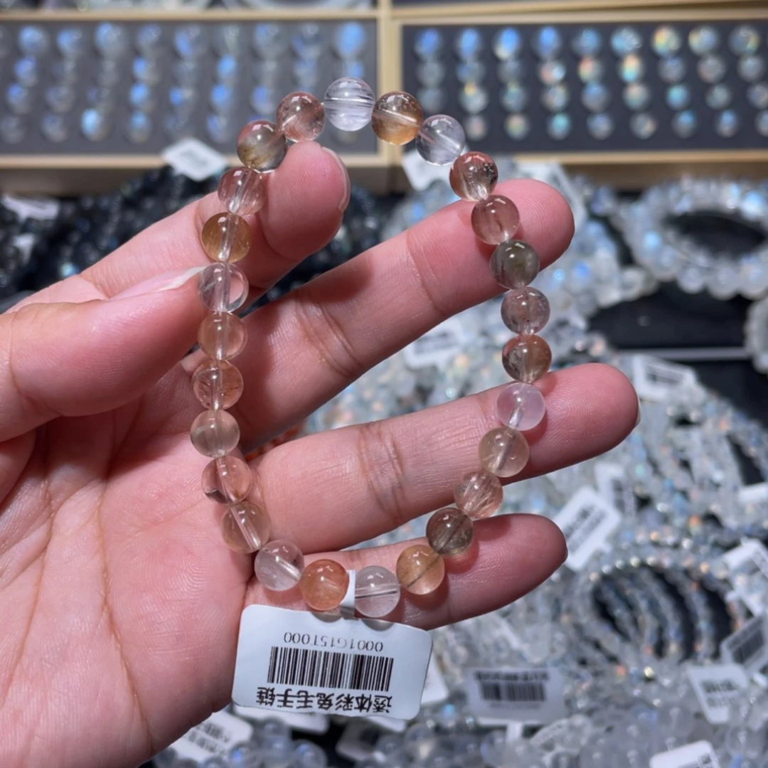 水晶手链未镶嵌哈****⁹透体彩兔毛手链7mm