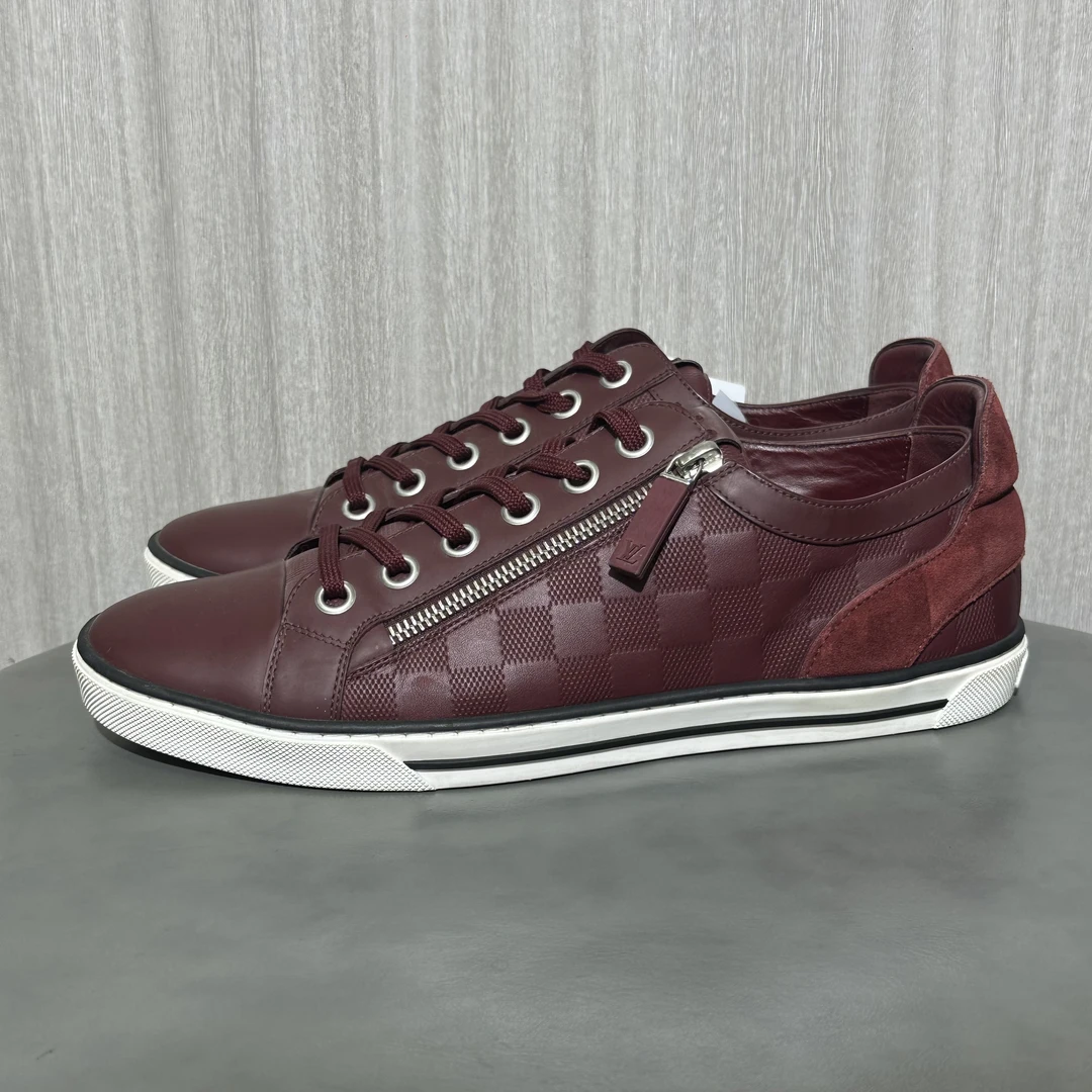 90新 LouisVuitton/路易威登 41码 棋盘格 红色 低帮板鞋