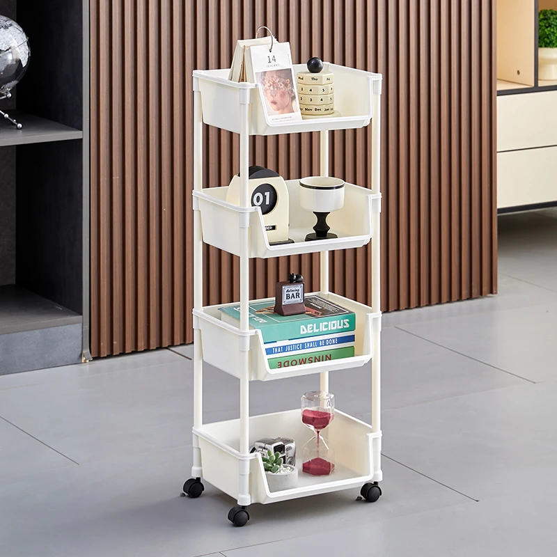 4层书架置物架收纳架储物架移动推车带轮子可移动卧室客厅零食架B