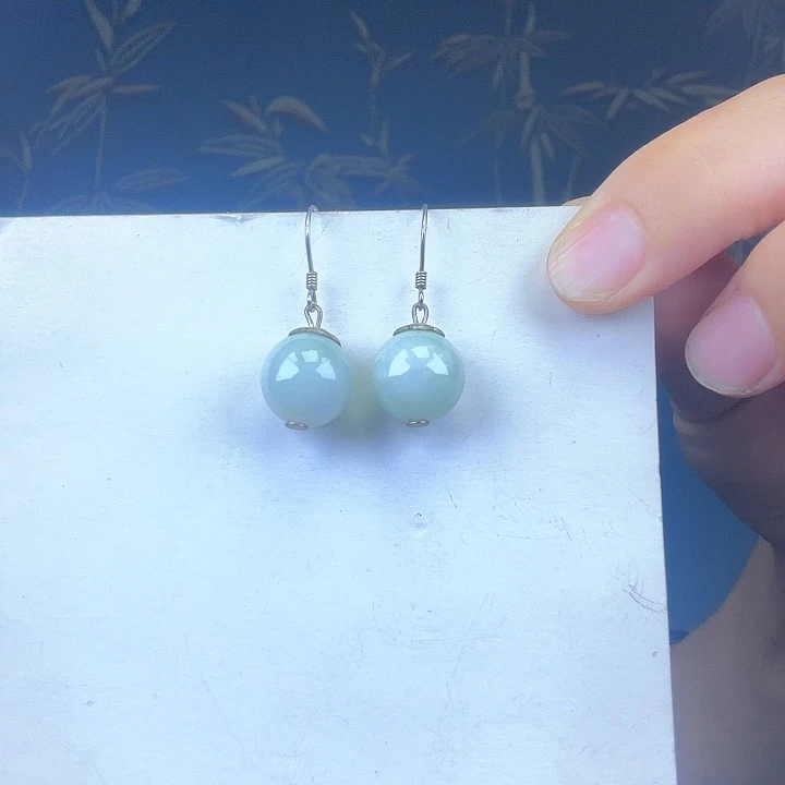 银S925镶嵌翡翠耳饰特价