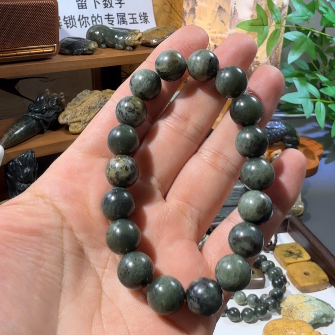 七***生未镶嵌透闪石-蛇纹石玉手链