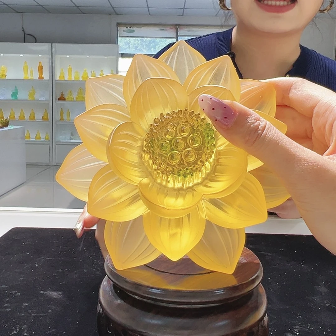 【闪购商品】手工艺品琉璃莲花 14cm