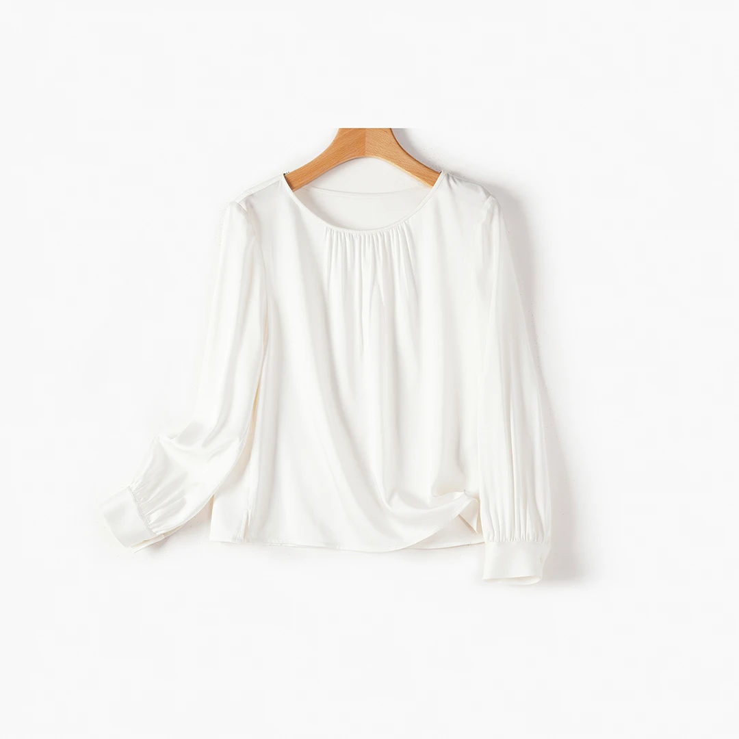 92桑蚕丝双乔提花极简风高端女装轻奢舒适高级感长袖真丝上衣纯色