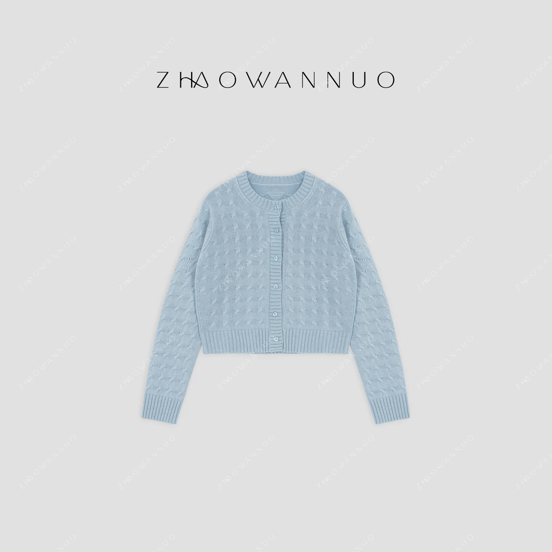 ZHAO WANNUO 丨25早春 pa 狡花再生羊绒麻花毛衣NC0260