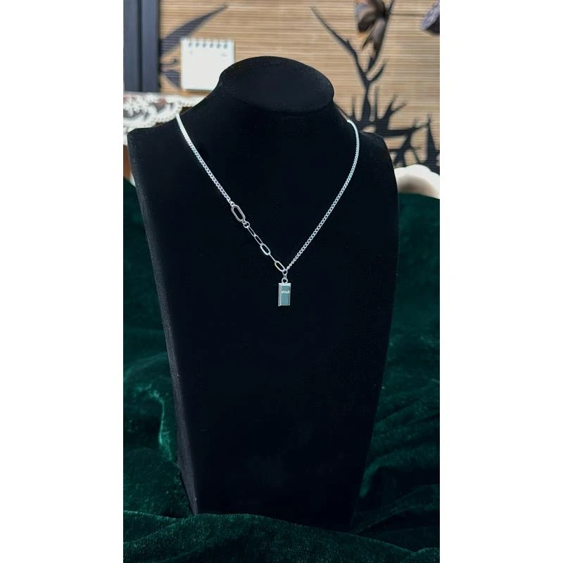 足银银制品 小银条项链 女吊坠轻奢小众时尚纯银锁骨链礼物