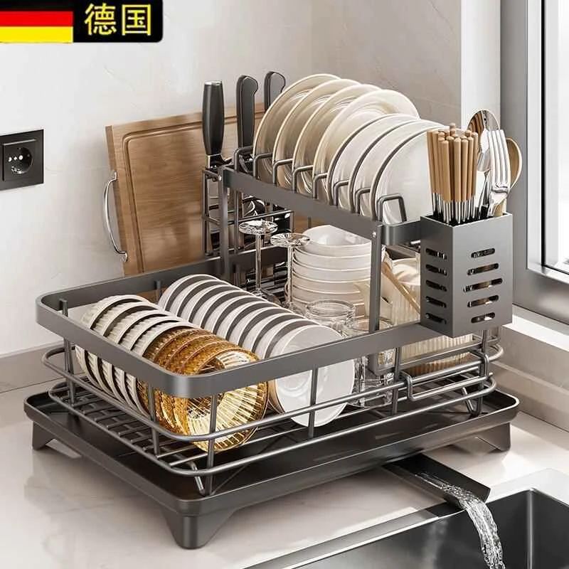 德国精工碗碟收纳架沥水篮碗架碗盘碗筷放碗盘子不锈钢厨房置物架