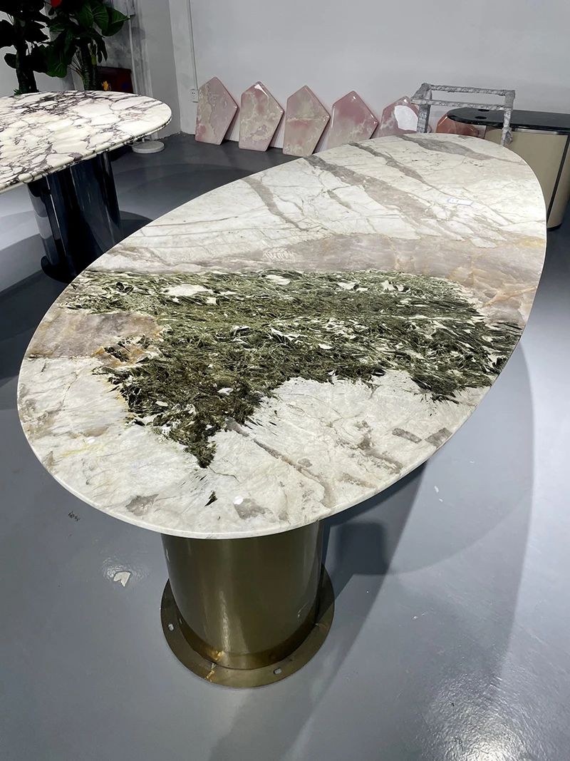 【绿钻潘多拉】天然大理石餐桌现代轻奢家用饭桌高端定制